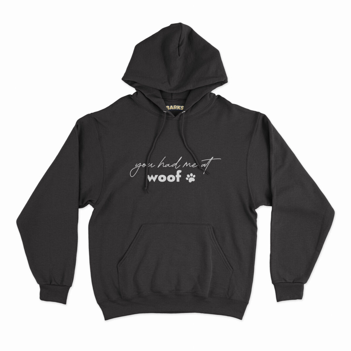 barks hoodie you had me at woof zwart scaled