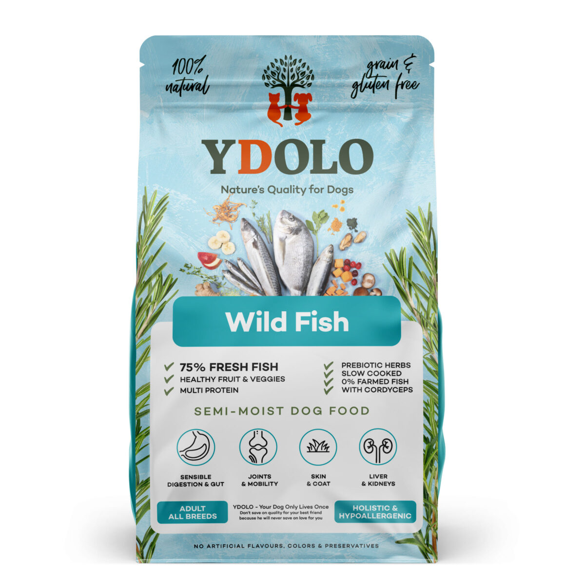 Sac YDOLO Healthy & Pure Wild Fish, croquettes semi-moist pour chiens
