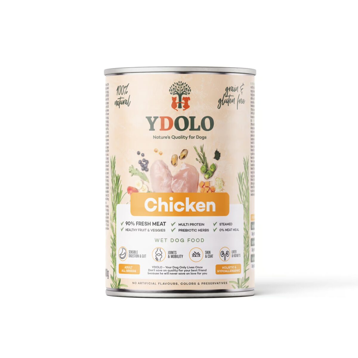 Boîte de nourriture humide YDOLO Chicken pour chiens, 400 g