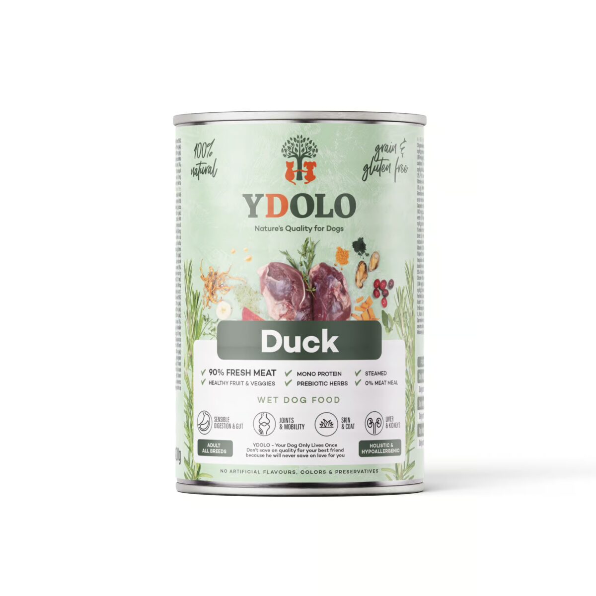 Boîte de nourriture humide YDOLO Duck pour chiens, 400 g