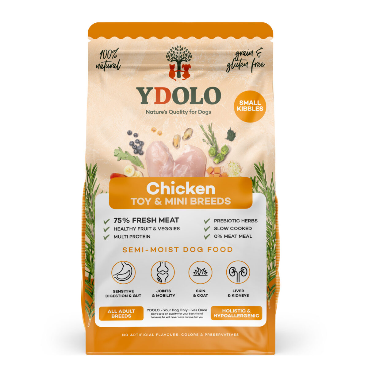 Zak YDOLO Healthy & Pure Chicken MINI hondenbrokken, 700 g