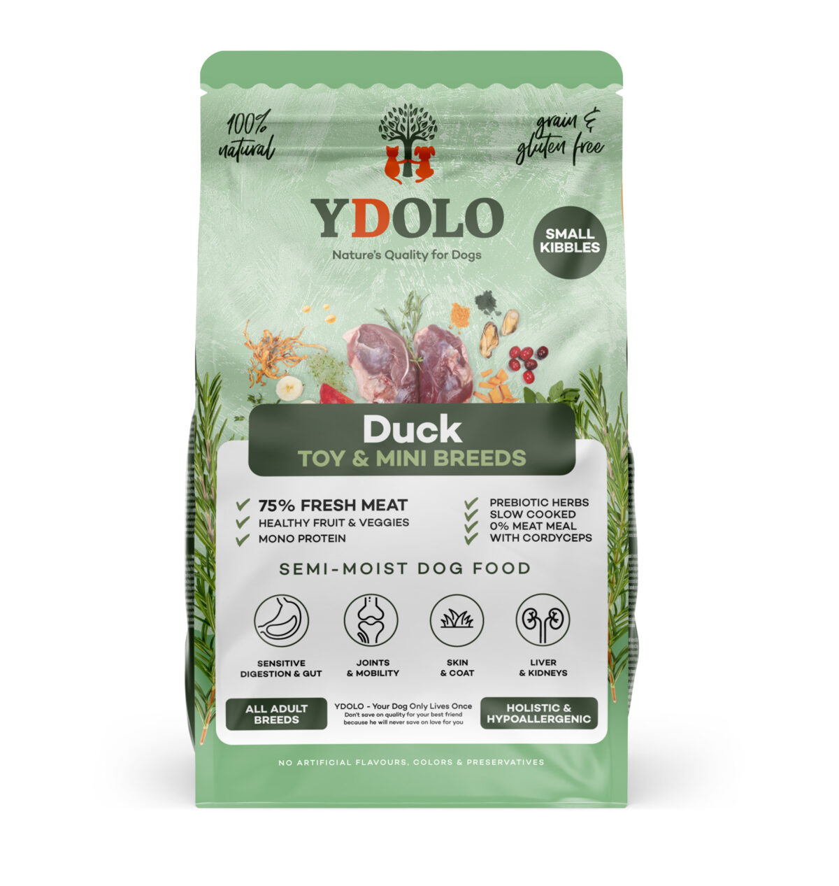Zak YDOLO Healthy & Pure Duck MINI hondenbrokken, 700 g