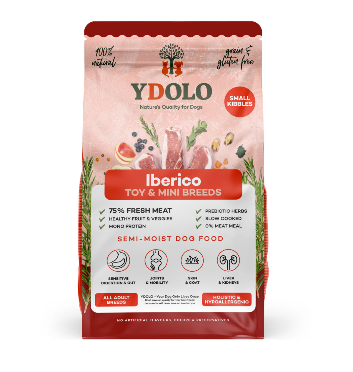 Zak YDOLO Healthy & Pure Iberico MINI hondenbrokken, 700 g