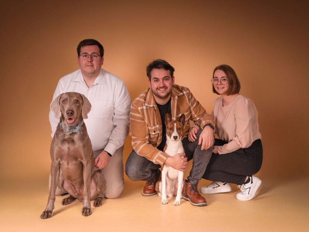 Michaël, Jorne en Silke met Thor en Rio